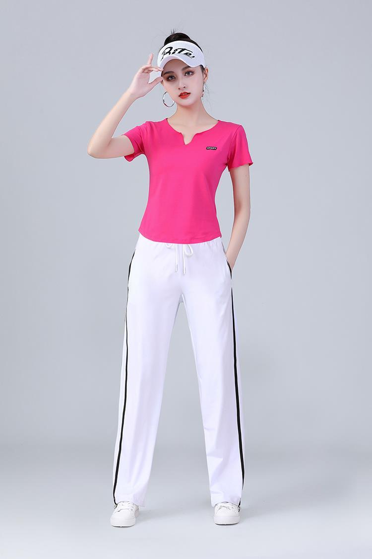 广场舞服装新款套装2022年杨丽萍健身跳舞运动装曳步舞蹈女橙色短袖黑