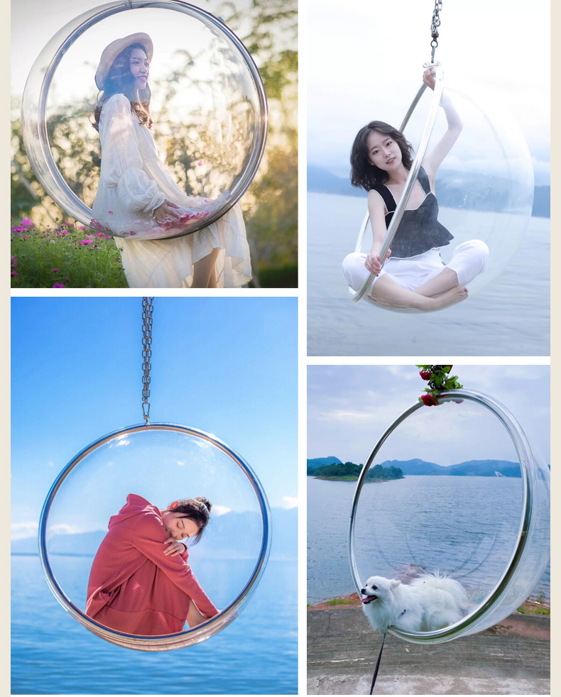 透明椅子半圆网红泡泡椅透明吊椅户外秋千椅子玻璃球吊篮悬挂半圆球