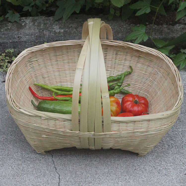 手工编织手提菜篮大竹篮装鸡蛋篮子水果篮收纳筐买菜竹编篮竹器抛光