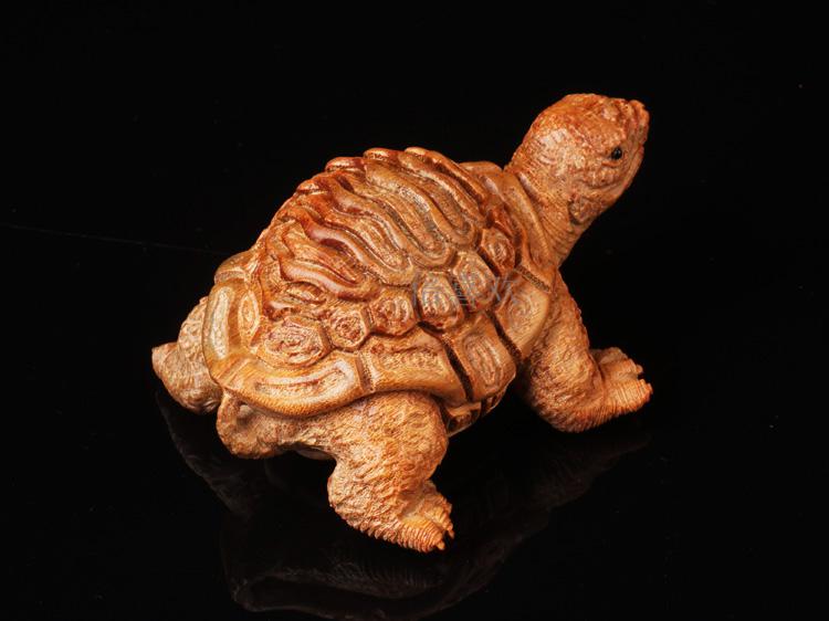 非洲小叶紫檀长寿乌龟手把件 绿檀富甲天下 红木雕刻文玩茶宠摆件