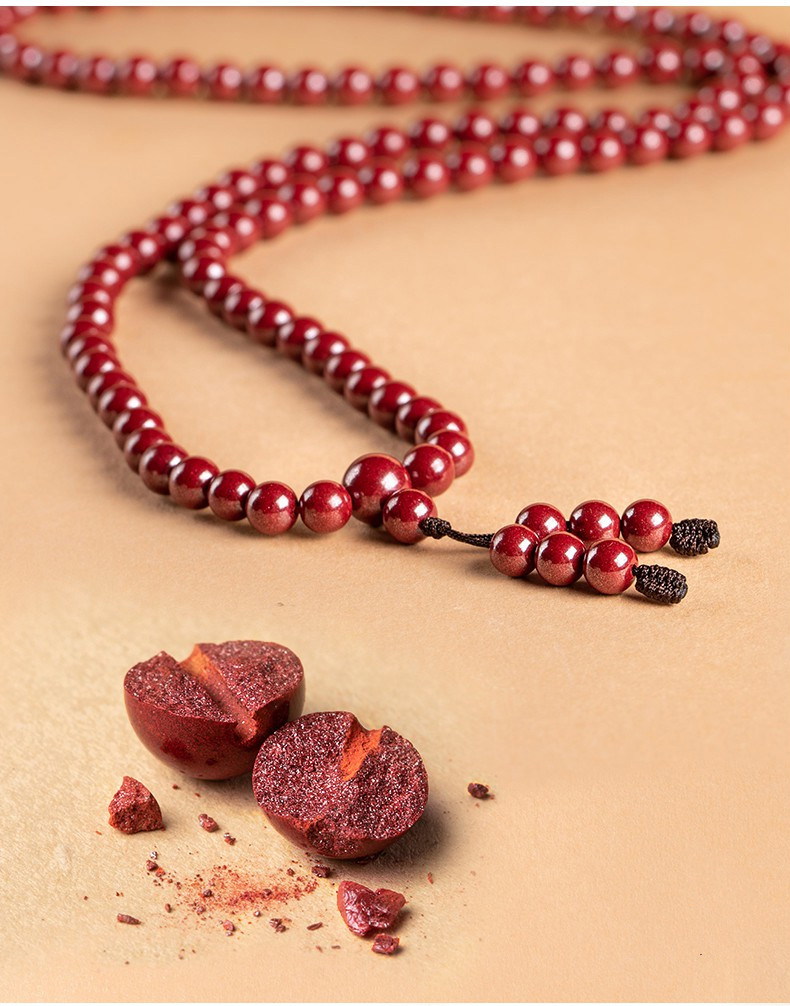 青鹊凰朱砂多圈手链紫金砂手链原矿石108颗佛珠女手串108颗素珠款主珠