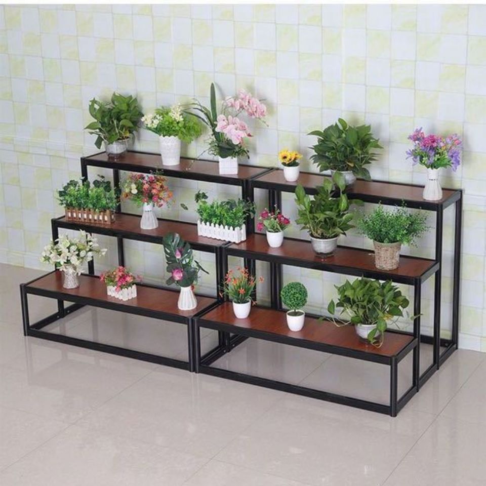 花架阳台梯形置物架铁艺阶梯多层落地架定做简约花店组合展架货架 长