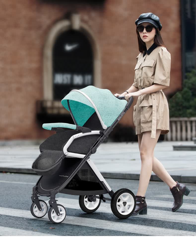 可坐可躺轻便携式简易折叠高景观双向避震宝宝童车 适用0-4岁保姆车()