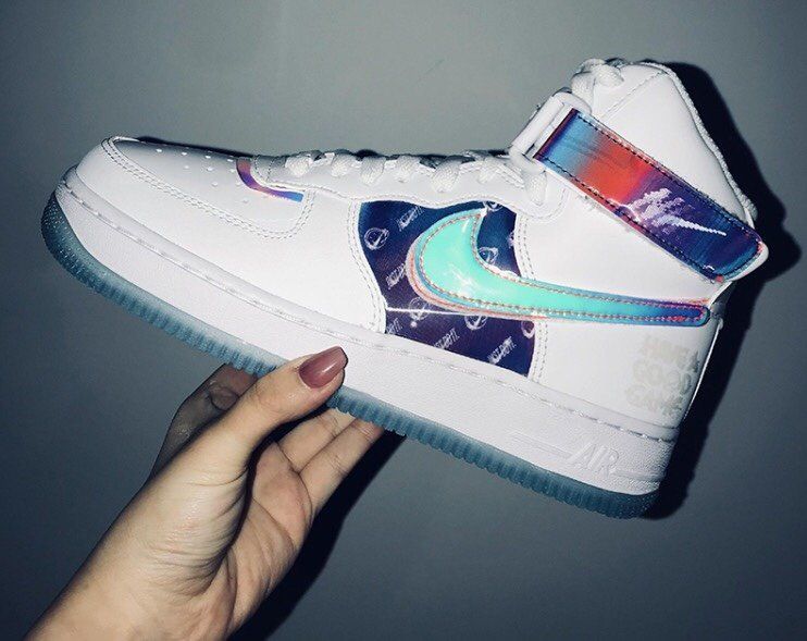 af1highgoodgame空军一号高帮电玩黑炫彩镭射白炫彩镭射魔术贴36