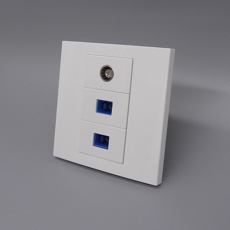 86型三位2个sc光纤电视闭路插座tv有线数字电视sc光钎线宽带面板见