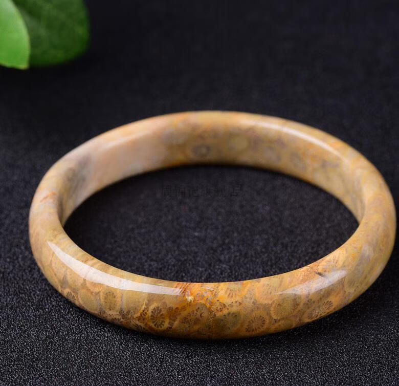 珊瑚玉玛瑙菊花石宽手镯 贵妃女款饰品送母亲手圈手饰礼物 证书 50#16