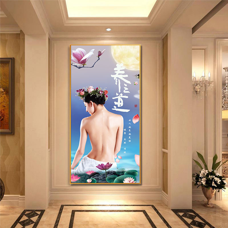 翠织星美容院玄关装饰画走廊挂画养生馆墙壁画前台形象背景宣传海报