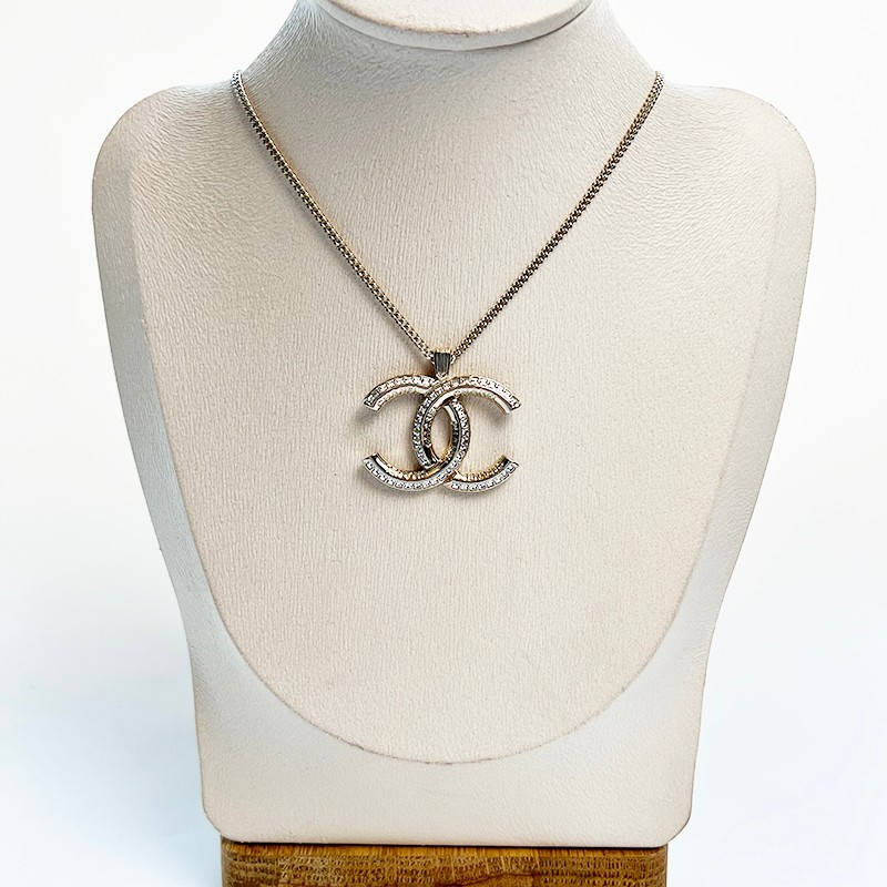 买手代购chanel香奈儿项链女项链经典双c字母镶嵌水钻项链毛衣链