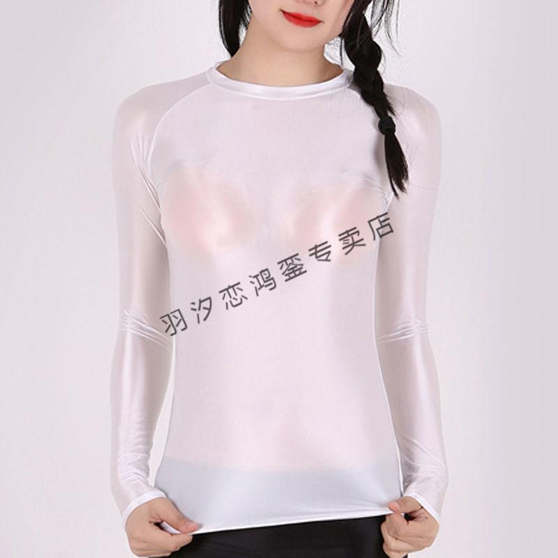 油亮光滑紧身裤性感弹力光泽连脚裤瑜伽舞蹈运动打底裤女yt红色长袖