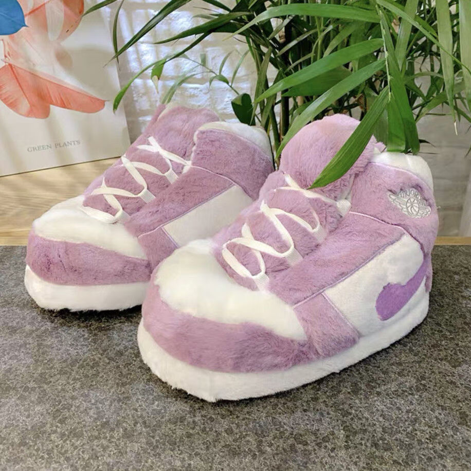 恶搞aj棉拖鞋冬季胖胖a锥搞怪面包保暖毛绒男女大棉鞋居家毛毛鞋7z