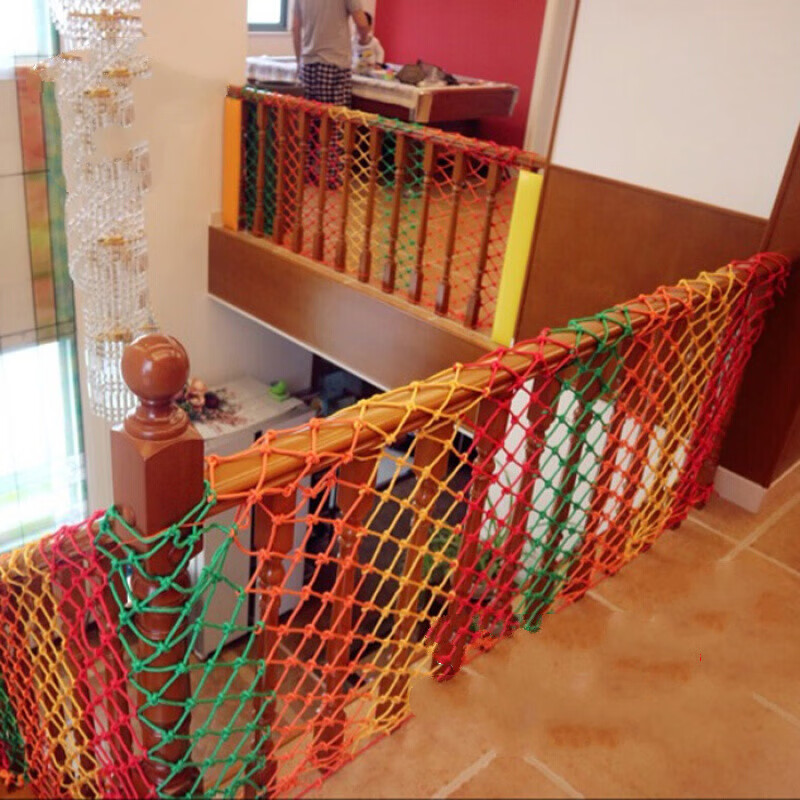 儿童安楼梯防护网阳台防坠网麻绳网彩色装饰网楼梯护栏隔离网 颜色