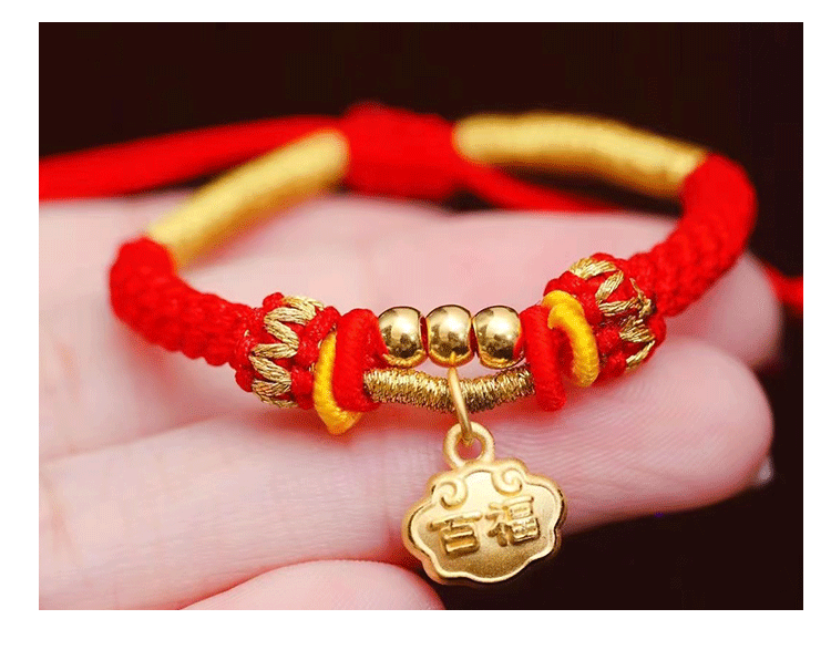 周大福同款黄金宝宝金锁手链长命锁子款百福手绳纯金婴儿满月周岁礼物