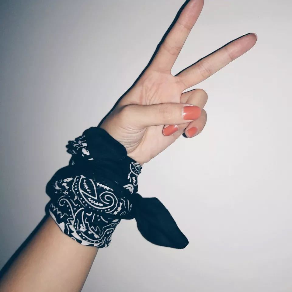 誓从新品韩版裤巾腰果方巾嘻哈同款男女绑手腕裤链头巾街舞发带 #黑色