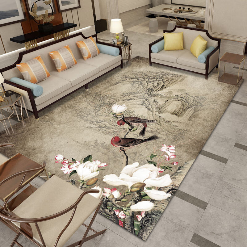 新中式客厅地毯茶几垫中国风书房卧室床边现代古典满铺轻奢中式