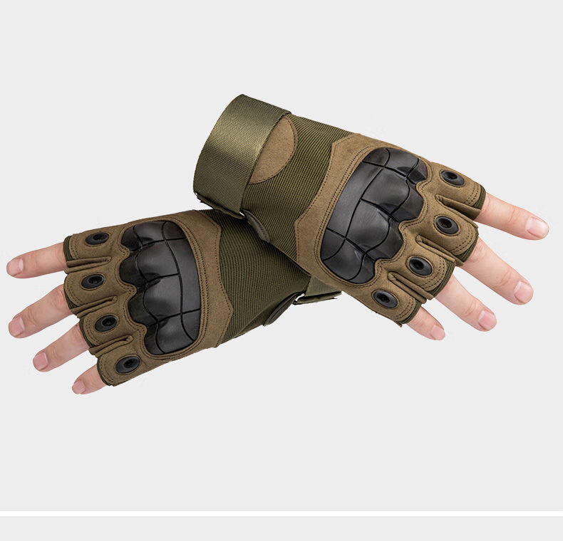 战术手套男半指露指黑色户外运动骑行骑手防滑耐磨登山健身卓渠黑鹰半