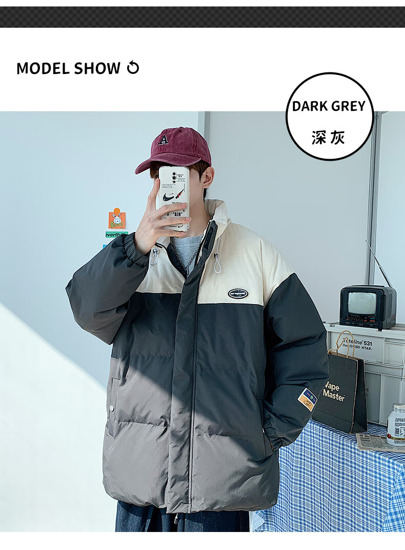 nasa羽绒服男nasa宇航员联名冬季潮牌男生短款羽绒服男加厚外套联名
