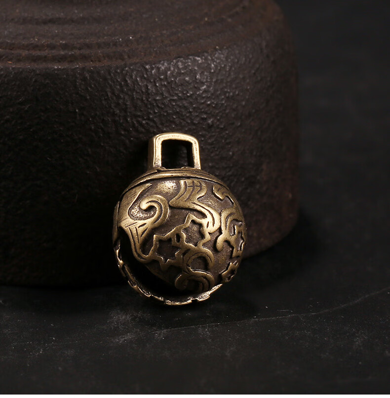 藏族黄铜复古手工驱魔铜铃铛汽车挂件钥匙扣挂件男女腰饰配件(带挂绳)