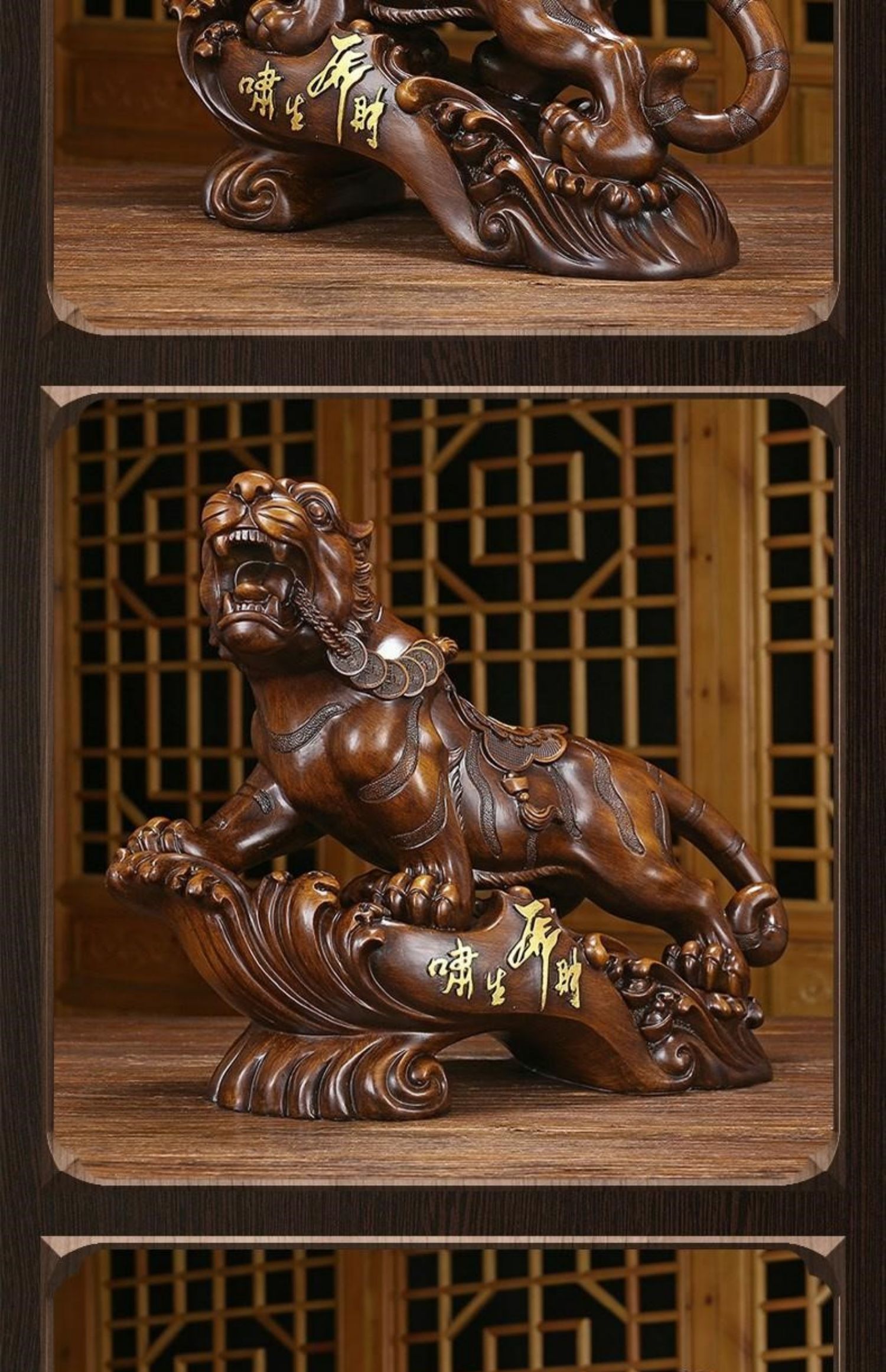 轻奢高端轻奢老虎摆件金虎虎年吉祥物客厅酒柜电视柜客厅玄关酒柜装饰