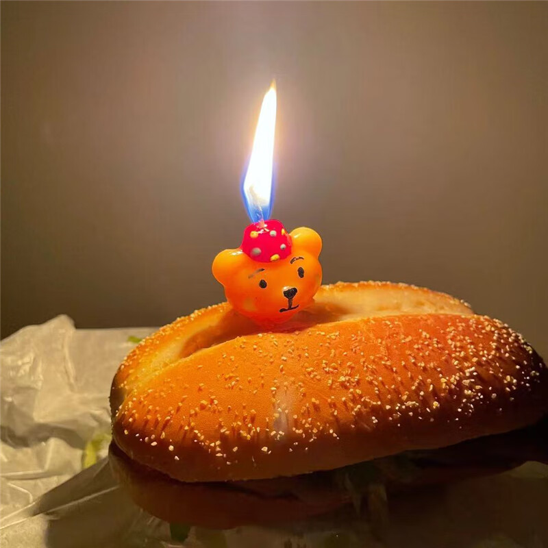 tvaj韩国ins彩色小熊帽子生日蜡烛儿童可爱蛋糕摆件装饰派对场景布置