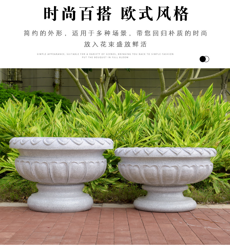 玻璃钢花盆厂家定制户外大花钵园林景观别墅小区欧式简约落地摆件直径