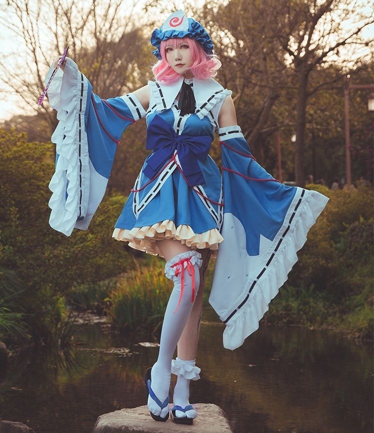 熠垣枫动漫cosplay东方project同人幽幽子cosxl服装全套