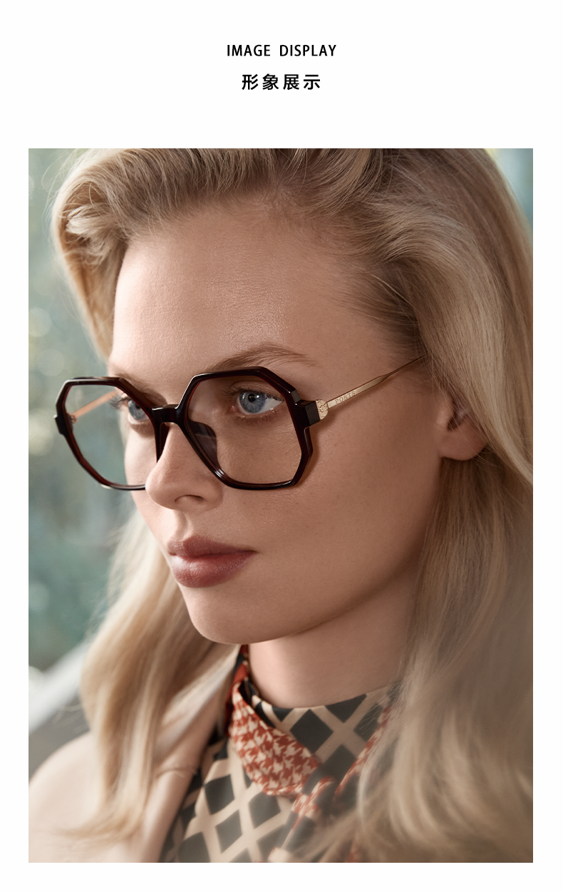 ports宝姿眼镜框新款时尚复古多边形粗框tr纯钛近视镜架pof22116be