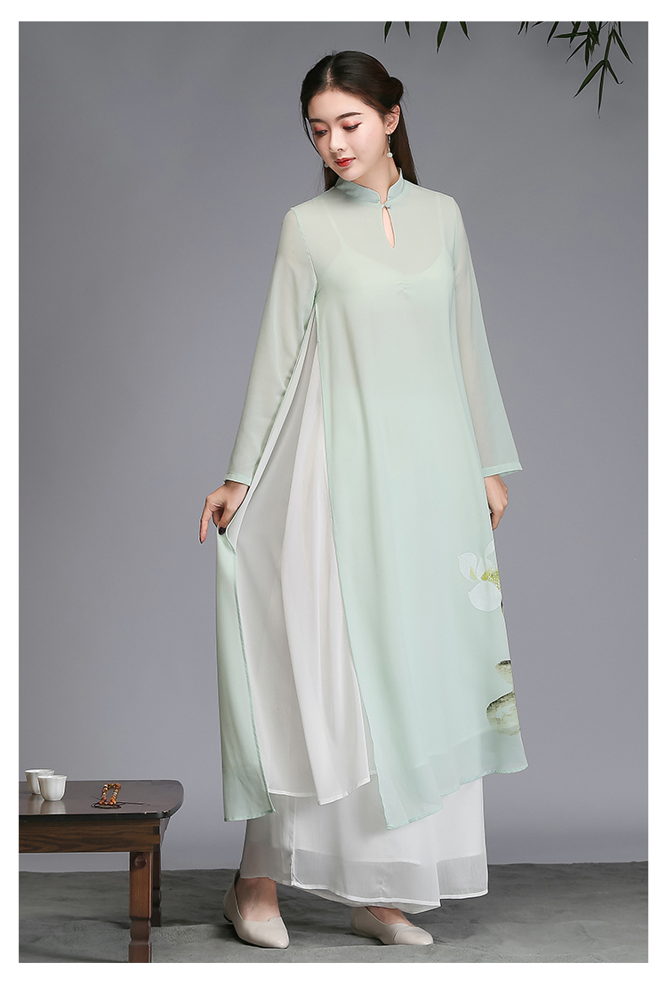 茶艺服装女修行服装女唐装女复古改良茶艺师禅服中式女装古风汉服中国