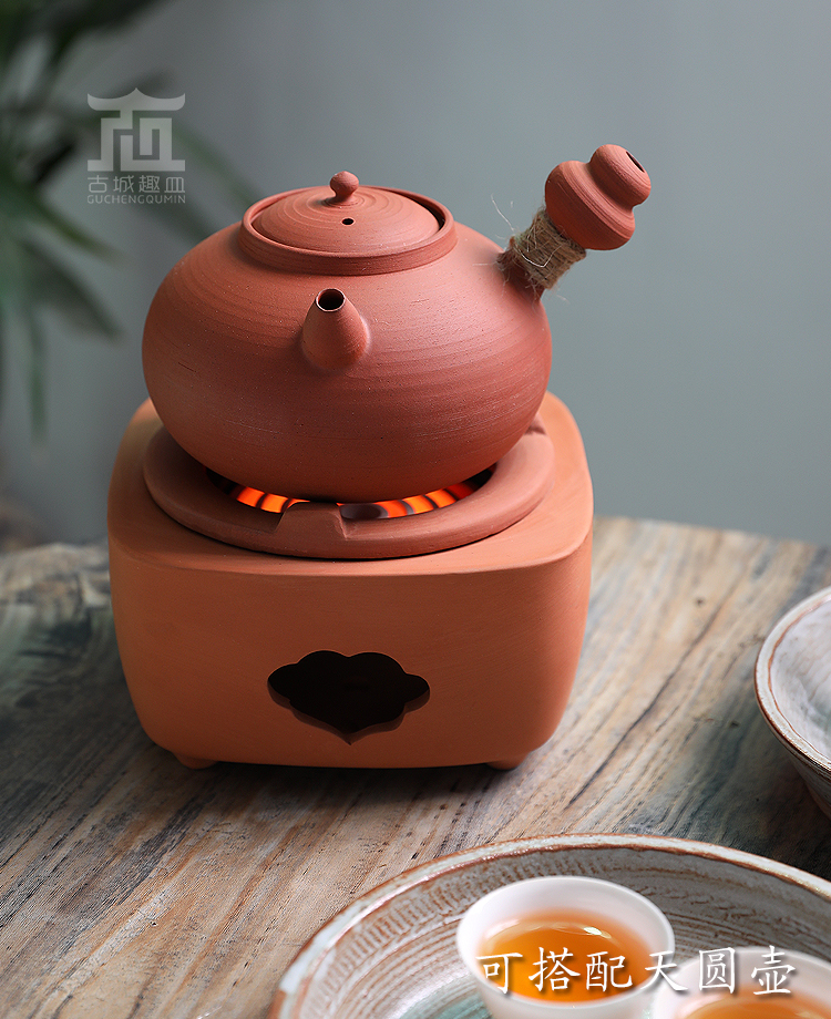 陶炉茶炉煮茶壶小型家用烧水炉老式电热丝方红泥煮砂铫红泥电陶炉600w