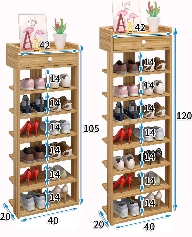 简易鞋架多层家用省空间鞋柜家里人经济型大容量门口小鞋架2 七层红叶