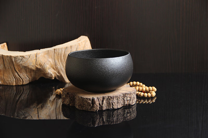 和尚碗纯黑碗钵尘僧居士饭碗复古佛文化黄色钵盂楠木勺陶瓷青瓷碗