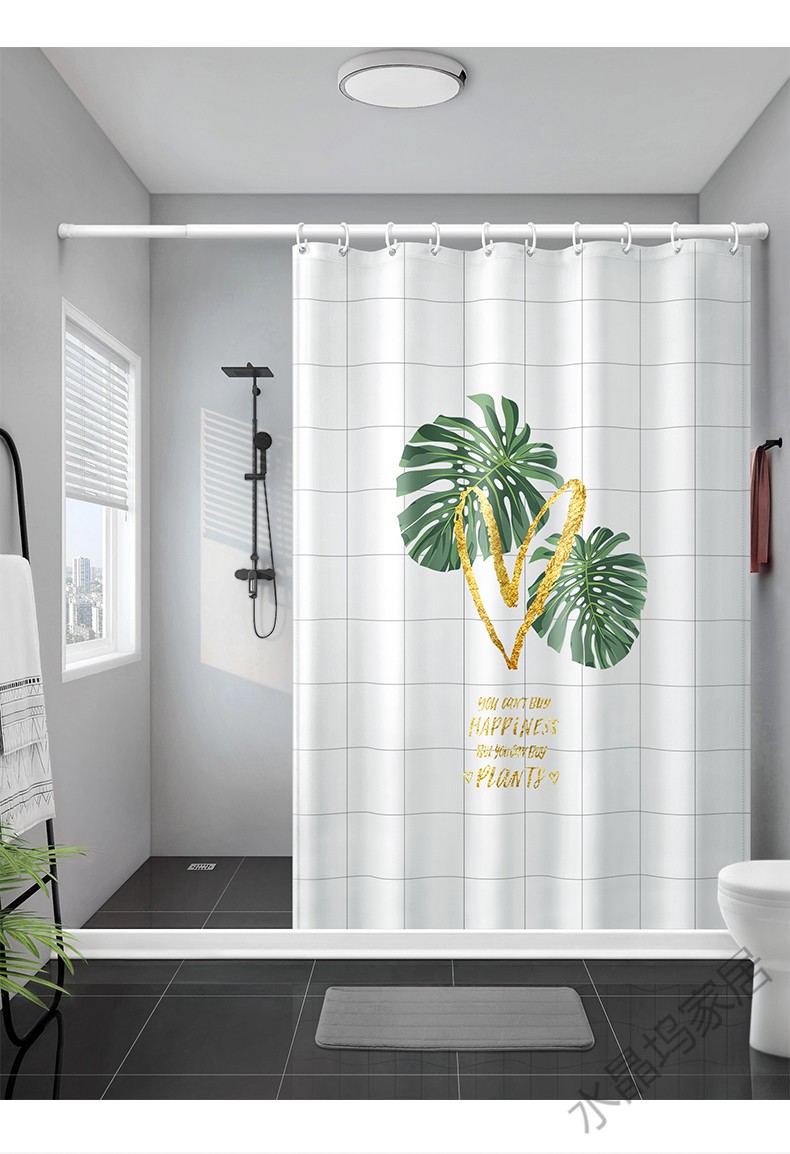 磁性浴帘套装免打孔防水布卫生间干湿分离隔断挡水条浴室淋浴门帘