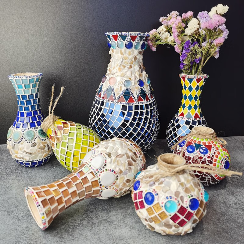 手工制作礼物diy制作花瓶马赛克材料包儿童亲子小幼儿园创意玩具 巧克