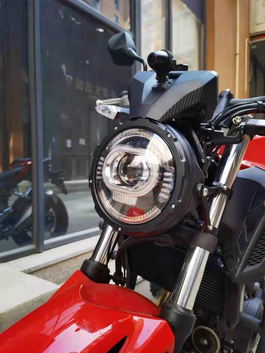 好货本田cb400f摩托车大灯总成机车复古配件圆灯led改装天使眼满圈