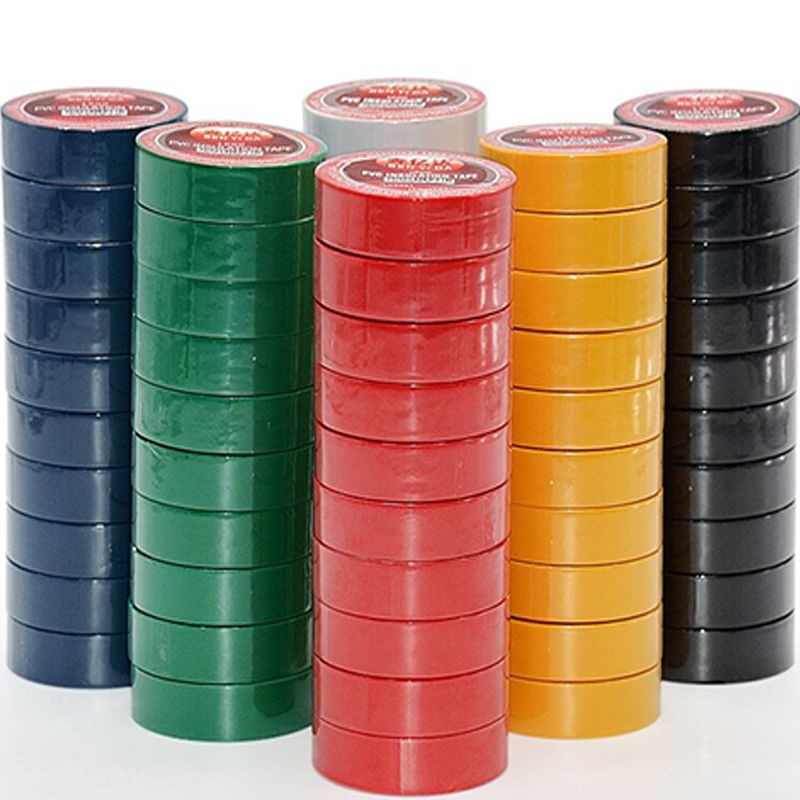 10卷装电工胶带pvc防水绝缘阻燃胶布电线强粘性电气大卷胶带15米黑色
