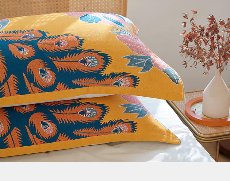 国潮风纯棉四层纱布大枕巾52x75一对装柔软舒适透气盖巾单人成人