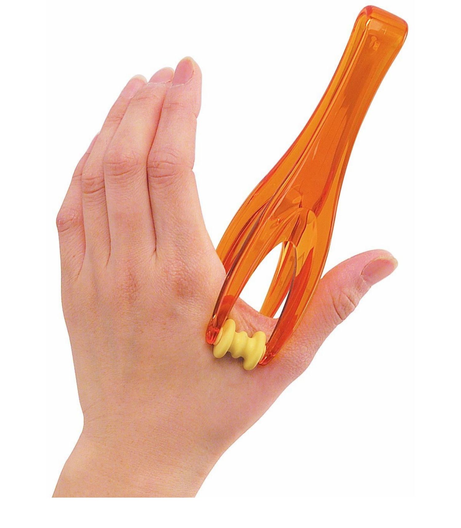 手指关节疏通经络手部按摩器滚轮式弹力纤指按摩夹黄色
