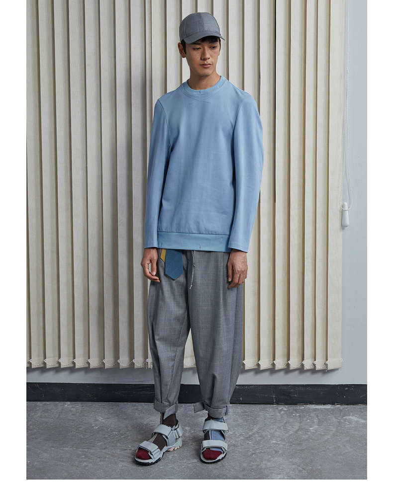 速写男装秋新品男士圆领套头简约休闲情侣卫衣外套潮9i1231520 001本