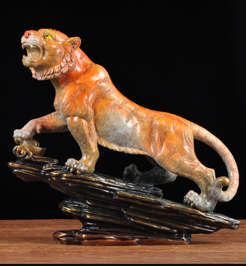 莲善堂彩铜虎啸山河摆件招财铜老虎上山虎家居客厅玄关装饰品乔迁礼品