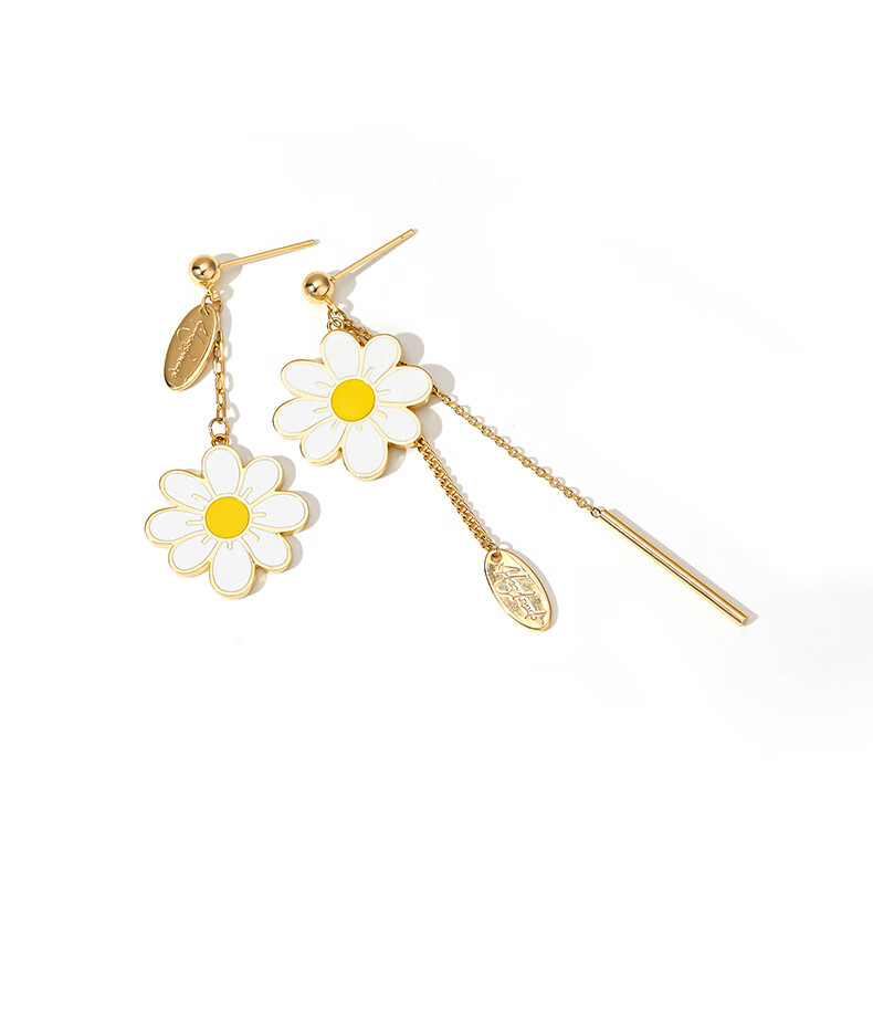 o ck施华洛世奇锆春季小雏菊耳环女小众设计感不对称耳饰2022年新款潮