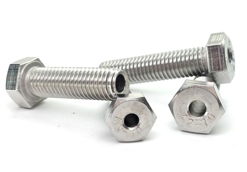 304不锈钢外六角空心螺丝中空螺栓机穿线通孔螺钉 m8*40 孔4.