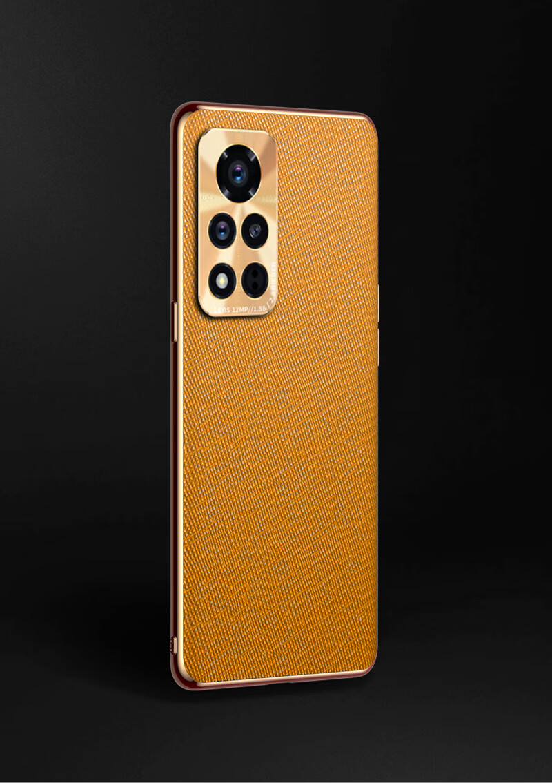 镇都兴适用荣耀v40手机壳v40轻奢版十字纹皮革电镀全包镜头软壳防摔