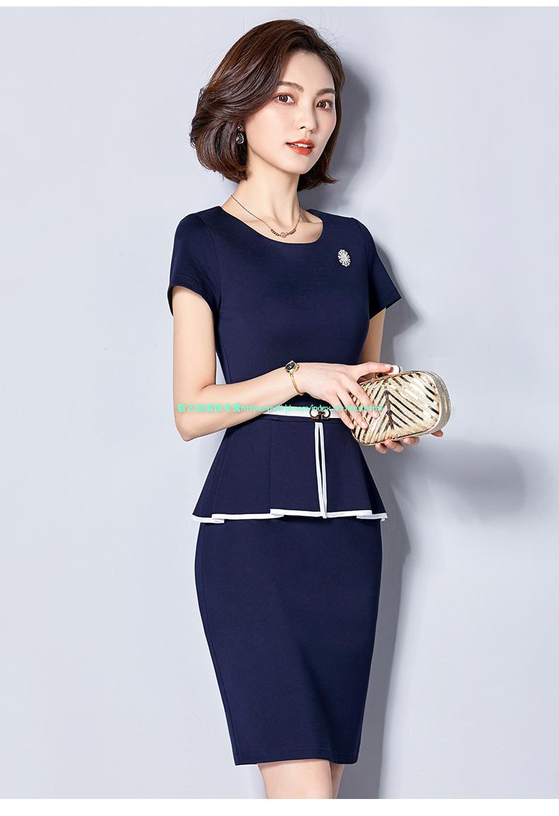职业女裙套装韩版套裙连衣裙珠宝店工作服美容院工装 短袖连衣裙 s