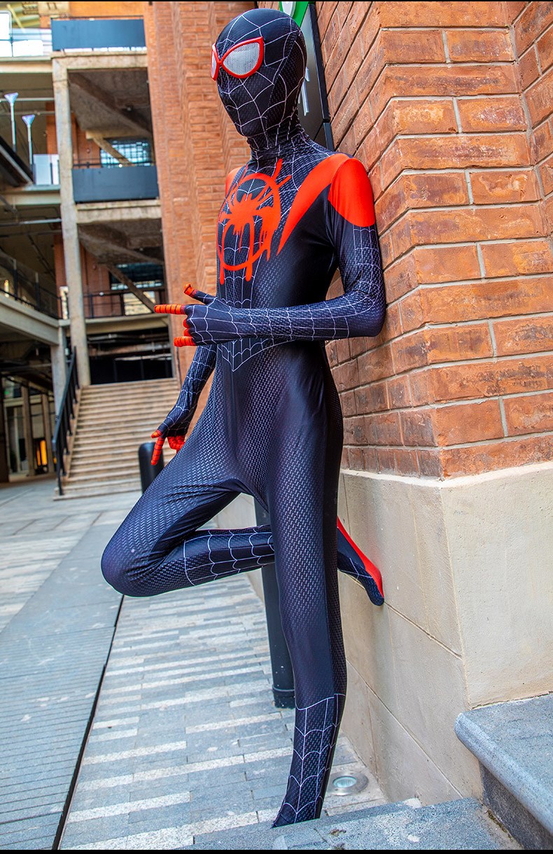 蜘蛛侠紧身衣cos平行宇宙 蜘蛛侠英雄远征小黑蛛cos服紧身衣小黑蛛