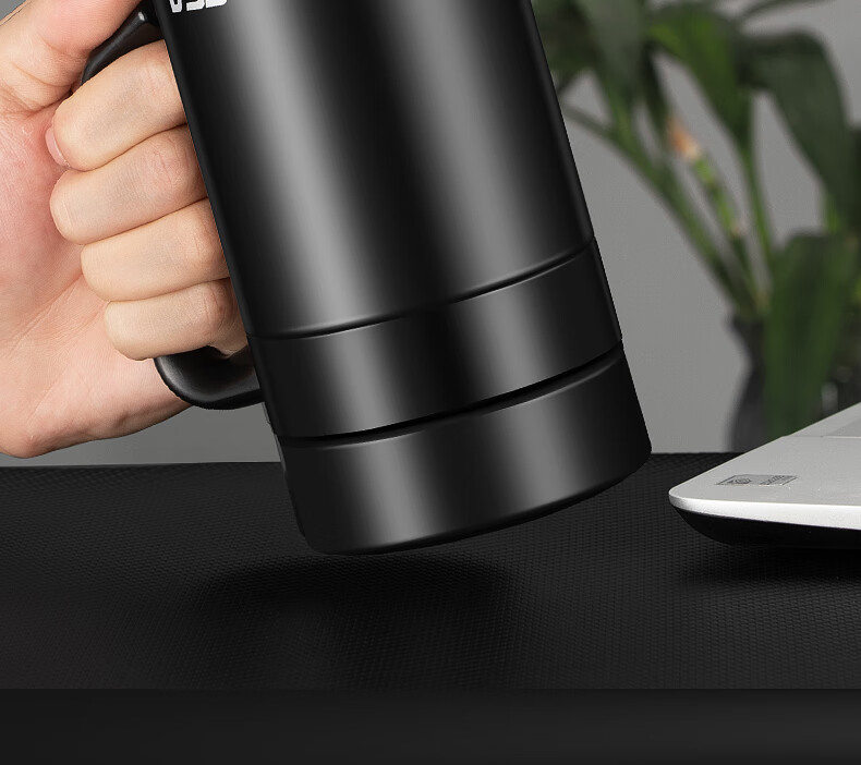 富光保温杯304不锈钢水杯带手柄办公室家用男女带把泡茶杯子黑色