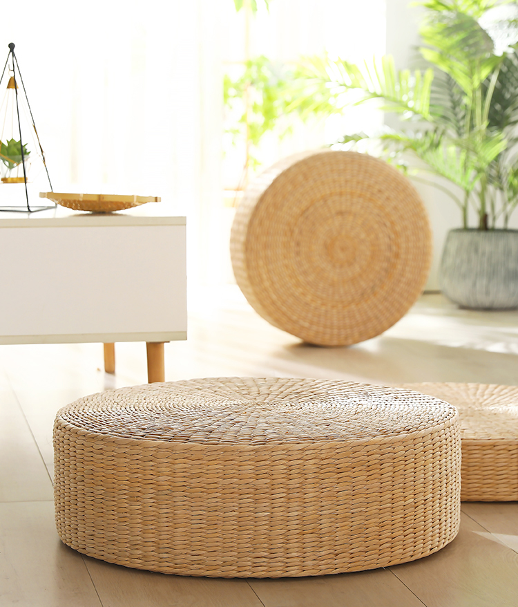 草编蒲团榻榻米坐垫地上家用日式加厚打坐禅修垫飘窗圆形懒人垫子蒲草