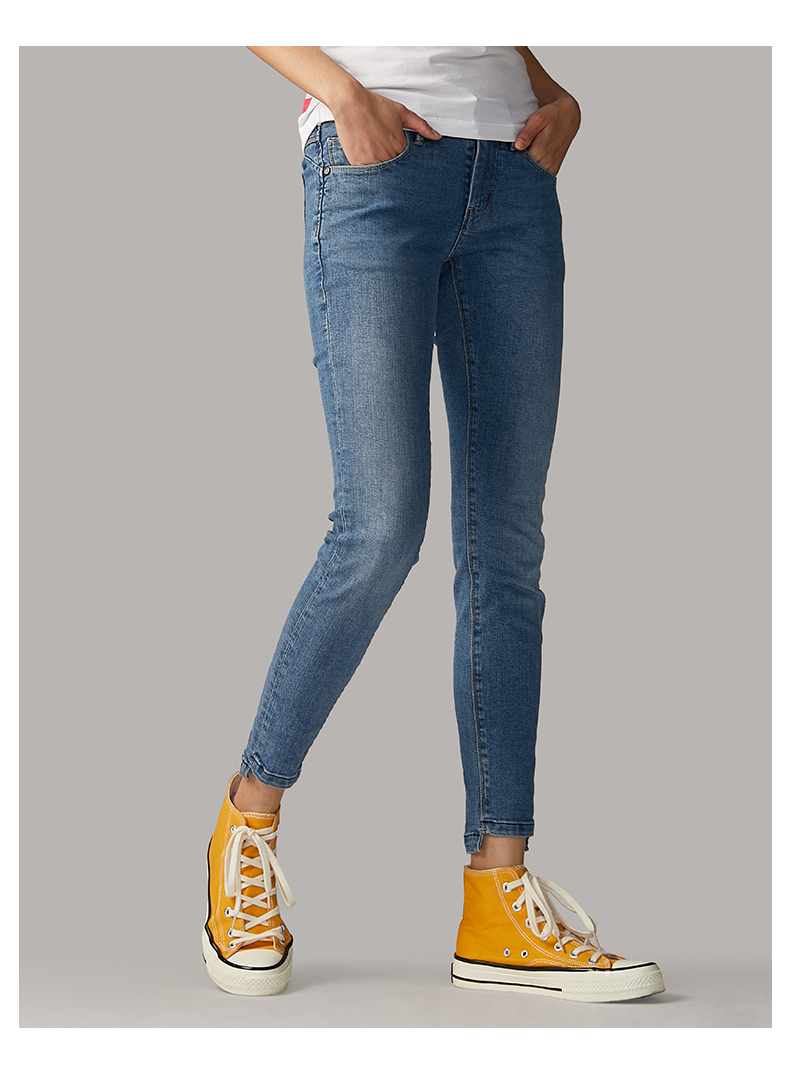 able jeans牛仔裤女潮流紧身显瘦水洗弹力九分提臀牛仔裤女士 水洗古