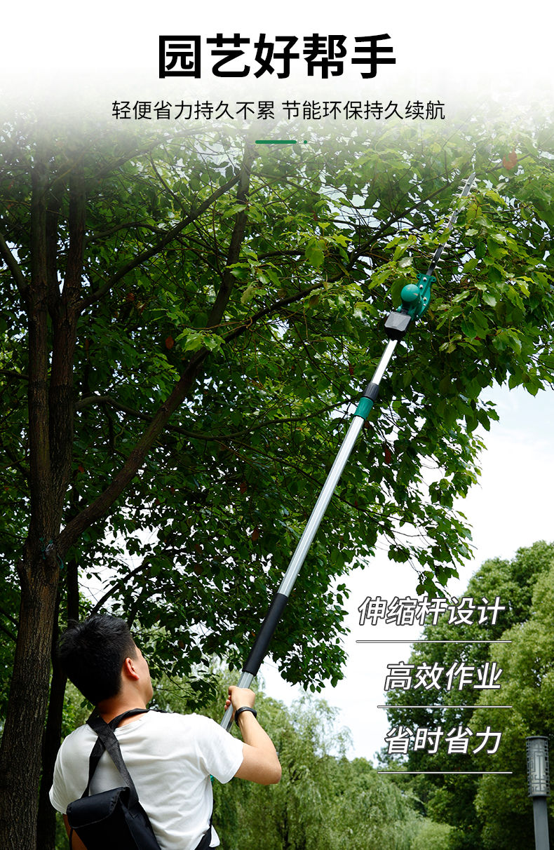 德骊嘉电动加长绿篱机高枝修剪机园林绿化苗木桂花树高空剪充电式高枝