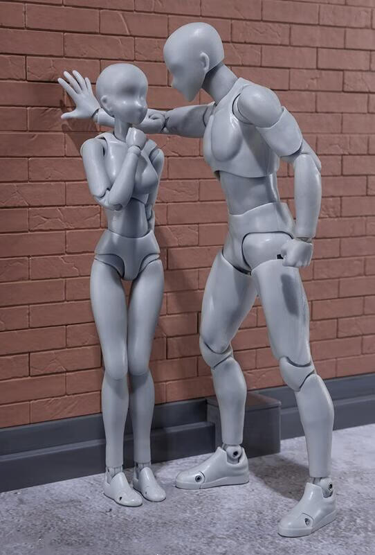 shf素体模型男女灰黑肉橙绘画道具关节可动人偶摆件 橙色男素体 现货!
