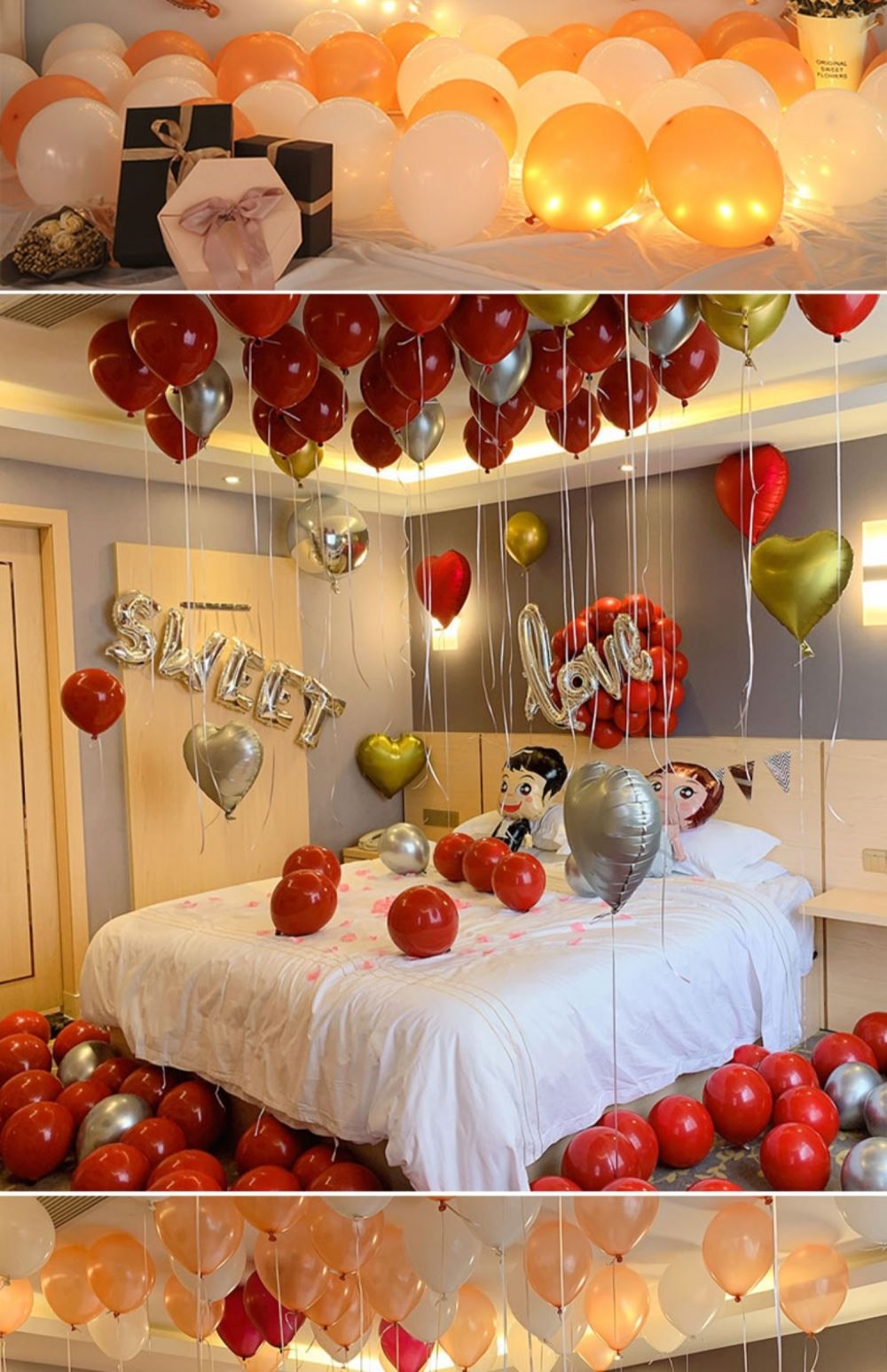 舞万花表白装饰宾馆房间一周年浪漫情人节求婚现场室内布置520气球