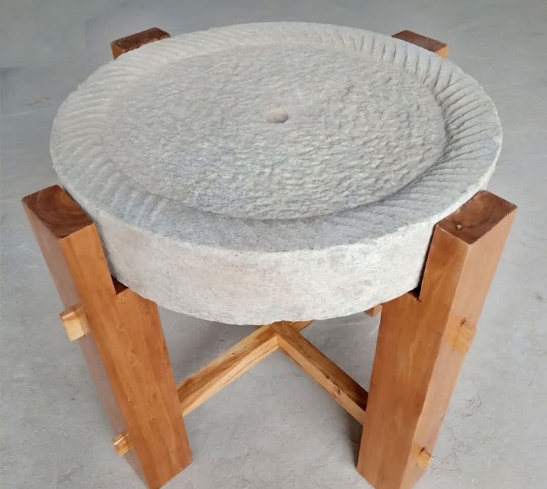 石磨茶盘茶台桌子老磨盘旧石器茶托茶具木架磨片石桌石凳组合摆件成套